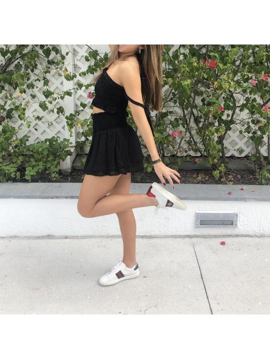 Other - Life Black Two-Piece Smocked Crop Top and Skirt Set